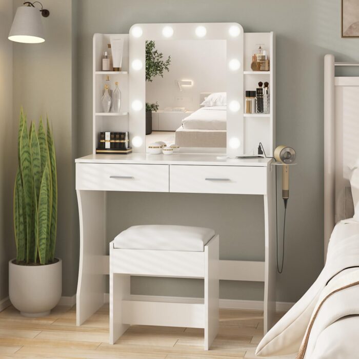 Vanity Desk with Lighted Mirror