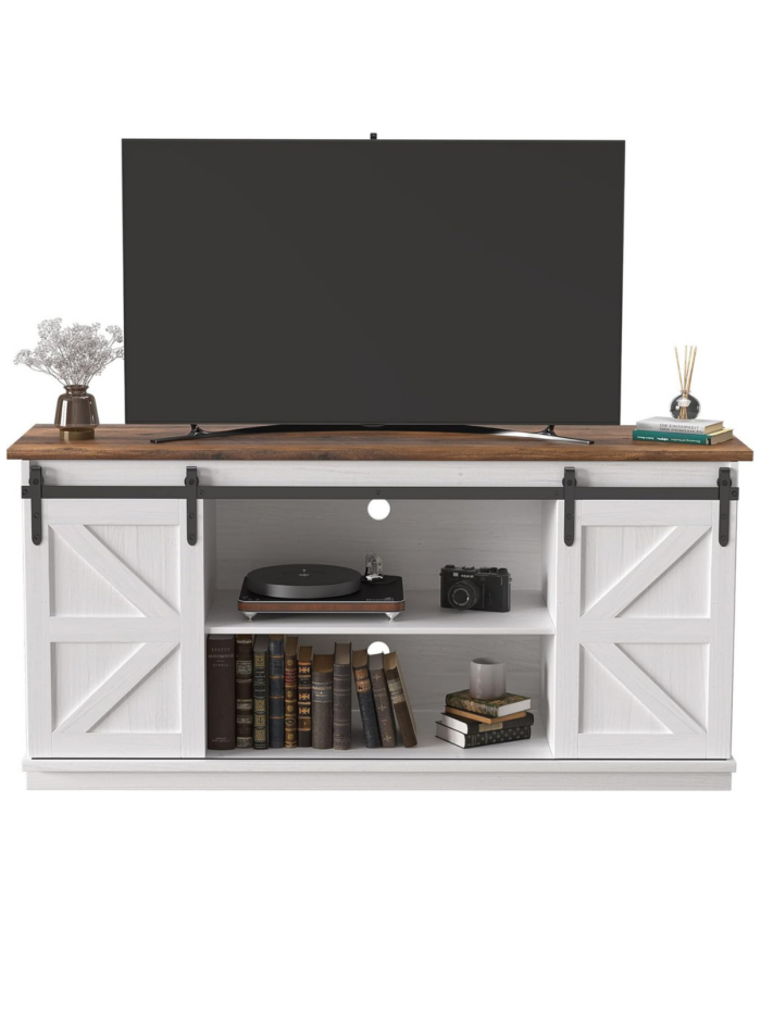 White Barn Door TV Stand